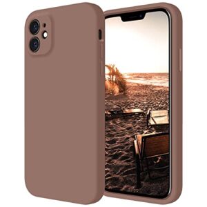 firenova for iphone 12 case, silicone upgraded [camera protecion] phone case with soft anti-scratch microfiber lining, 6.1 inch, light brown