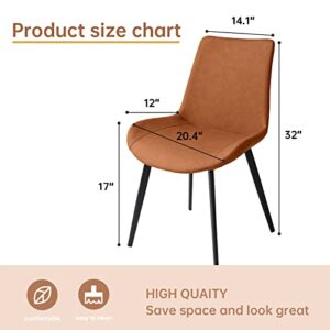 HIPIHOM Dining Chairs Set of 2,Modern Kitchen & Dining Room Chairs,Upholstered Dining Accent Chairs in Faux Leather Cushion Seat and Sturdy Metal Legs(Brown)