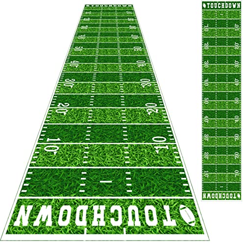 Boao Football Party Supplies 10 ft Football Party Field Aisle Runners Football Tablecloth Touchdown Floor Runners for Game Day Party Football Field Sign Supplies, 24 x 120 Inch (4 Pieces)