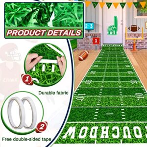 Boao Football Party Supplies 10 ft Football Party Field Aisle Runners Football Tablecloth Touchdown Floor Runners for Game Day Party Football Field Sign Supplies, 24 x 120 Inch (4 Pieces)
