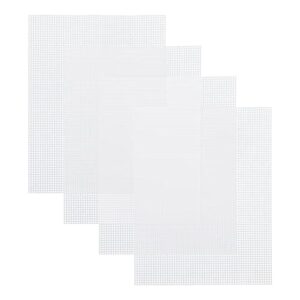 caydo 4 pieces 7 count plastic mesh canvas sheets for embroidery, acrylic yarn crafting, knit crochet projects and make aquarium dividers (10.5 x 13.5 inch)