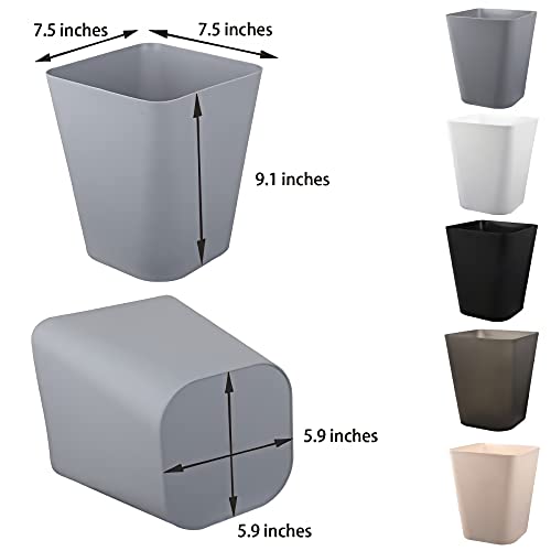 Small Bathroom Trash Can Plastic Garbage Can Square Waste Basket Trash Bins Container Bins for Bathroom, Office, Dorm Room, Home Office, Under Desk, Kitchen, Bedroom, 3 Pack, Black