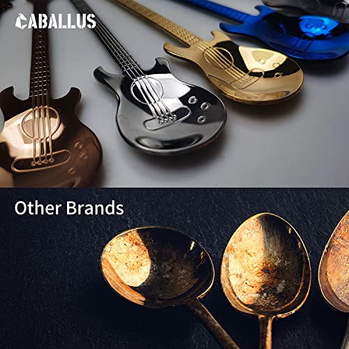 Guitar Dessert Spoons Coffee Teaspoons Set, Stainless Steel Colorful Dessert Spoons, Cute Demitasse Tea Scoop for Stirring Drink Mixing Milkshake Jam(Lucky 7)