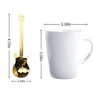 Guitar Dessert Spoons Coffee Teaspoons Set, Stainless Steel Colorful Dessert Spoons, Cute Demitasse Tea Scoop for Stirring Drink Mixing Milkshake Jam(Lucky 7)