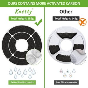 【More Activated Carbon】8 Pack Replacement Filters for Kastty 3L Cat Water Fountain, Food Grade Water Fountain Filter for Kastty and other Cat Water Dispensers, Made of Activated Carbon and PP Cotton