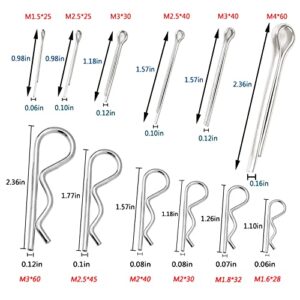 60 Pcs Cotter Pin Hair Pin Assortment Kit, Zinc Plated R Clip Key Fastener Fitting Set for Use on Hitch Pin Lock System Automotive Marine Tractors Mower Carts Truck Engine Repair, 2 Styles 12 Sizes