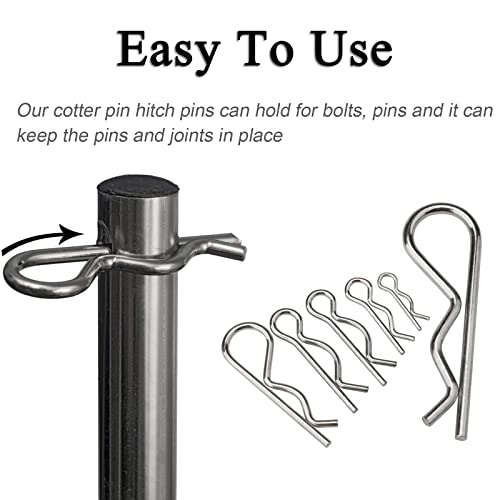 60 Pcs Cotter Pin Hair Pin Assortment Kit, Zinc Plated R Clip Key Fastener Fitting Set for Use on Hitch Pin Lock System Automotive Marine Tractors Mower Carts Truck Engine Repair, 2 Styles 12 Sizes