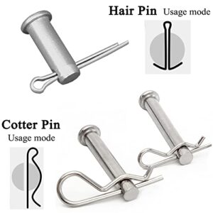 60 Pcs Cotter Pin Hair Pin Assortment Kit, Zinc Plated R Clip Key Fastener Fitting Set for Use on Hitch Pin Lock System Automotive Marine Tractors Mower Carts Truck Engine Repair, 2 Styles 12 Sizes