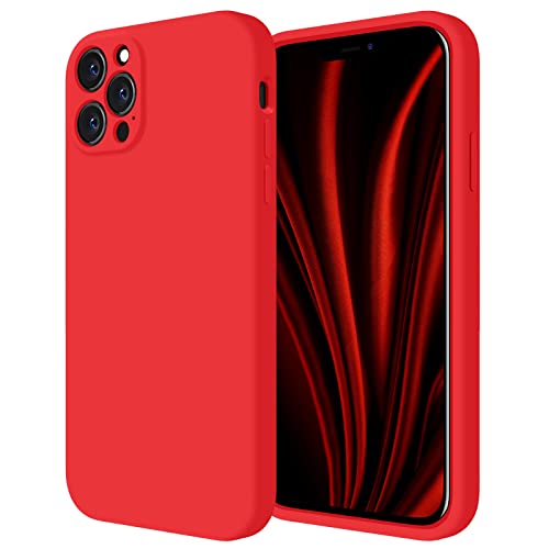 FireNova for iPhone 12 Pro Max Case, Silicone Upgraded [Camera Protecion] Phone Case with Soft Anti-Scratch Microfiber Lining, 6.7 inch, Red