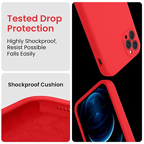 FireNova for iPhone 12 Pro Max Case, Silicone Upgraded [Camera Protecion] Phone Case with Soft Anti-Scratch Microfiber Lining, 6.7 inch, Red