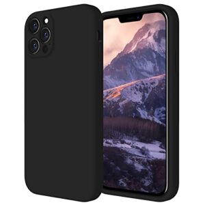 firenova for iphone 12 pro max case, silicone upgraded [camera protecion] phone case with soft anti-scratch microfiber lining, 6.7 inch, black