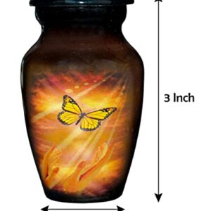 Small Designer Brown Butterfly Urns with a Keepsake Velvet Box for Human Ashes | Handcrafted Cremation Urns for Human Remains