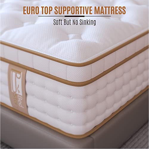 BedStory 10 Inch Queen Mattress, Gel Memory Foam Hybrid Mattress in a Box with Pocket Coil Innerspring, White Luxury Medium Firm Queen Size Mattress for Pressure Relief, Made in USA