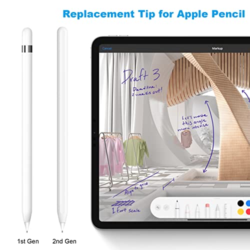 2PCS Upgraded Pencil Tips for Apple Pencil, WONLEED Well Precision Control Apple Pencil 2nd 1st Generation Tips,Fine Point Replacement Nibs Compatible with Apple 1st 2nd Gen iPad Pro Pencil,White