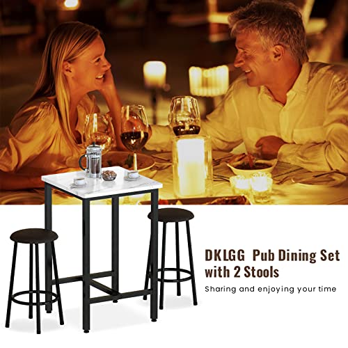 DKLGG 3-Piece Bar Table Set, 24" Square Counter Height Pub Table Dining Table Set with PU Leather Stools, Small Kitchen Table Bar Table and Chairs Set for Living Room, Kitchen, Small Space