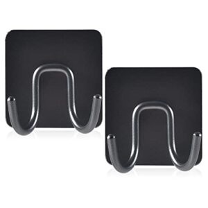 Renyqatt Black Towel Hook, Robe Hook, Stick On Towel Holder, Matt Black Stainless Steel, 2 PCS