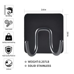 Renyqatt Black Towel Hook, Robe Hook, Stick On Towel Holder, Matt Black Stainless Steel, 2 PCS