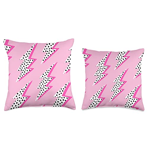 Pink Lightning Bolt Throw Pillow, 16x16, Multicolor