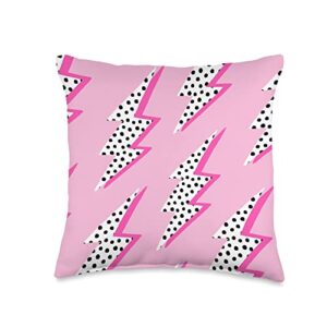 pink lightning bolt throw pillow, 16x16, multicolor