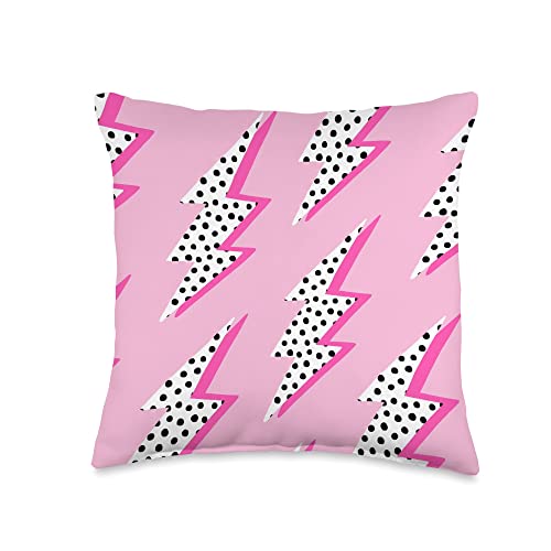 Pink Lightning Bolt Throw Pillow, 16x16, Multicolor