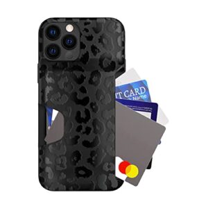 velvet caviar compatible with iphone 13 pro max wallet case for women - credit card holder slot - cute slim & protective wallet phone cases [8ft. drop tested] - black leopard
