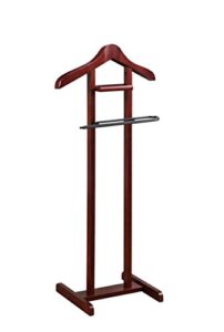 proman products lancaster suit valet stand vl36141 with tray, contour hanger, trouser bar, 17" w x 12" d x 42" h, mahogany