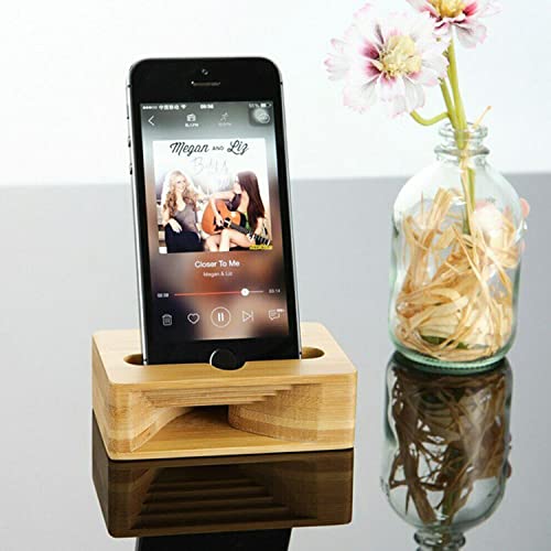 C-SLIDE Wooden Cellphone Amplifier Stand | Universal Smart Phone Amplifier Dock | Bamboo Wooden Amplifier for Desk, Bed Stands, Kitchen | Raise The Volume Without A Speaker