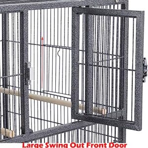 1/2/3-Combo Stacker Center Divided Breeder Breeding Bird Flight Double Rolling Cage for Aviaries Canaries Cockatiels Lovebirds Finches Budgies Small Parrots (Black Vein, Two Stacker)