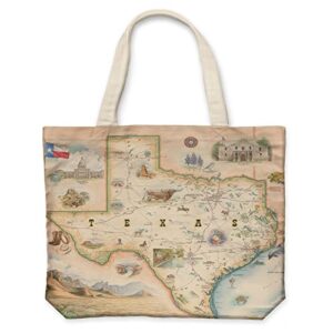xplorer maps texas state map canvas tote bag with handles, cloth grocery shopping bag, reusable & eco-friendly bag, 100% cotton, washable, 18 wide x 15 tall
