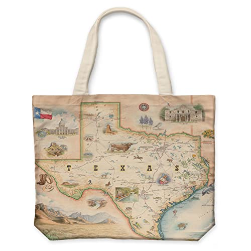 Xplorer Maps Texas State Map Canvas Tote Bag with Handles, Cloth Grocery Shopping Bag, Reusable & Eco-friendly Bag, 100% Cotton, Washable, 18 wide x 15 tall