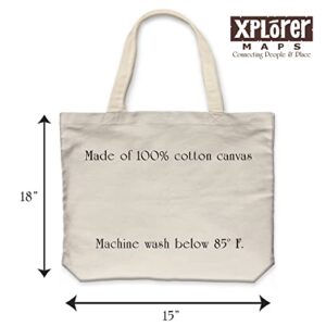 Xplorer Maps Texas State Map Canvas Tote Bag with Handles, Cloth Grocery Shopping Bag, Reusable & Eco-friendly Bag, 100% Cotton, Washable, 18 wide x 15 tall