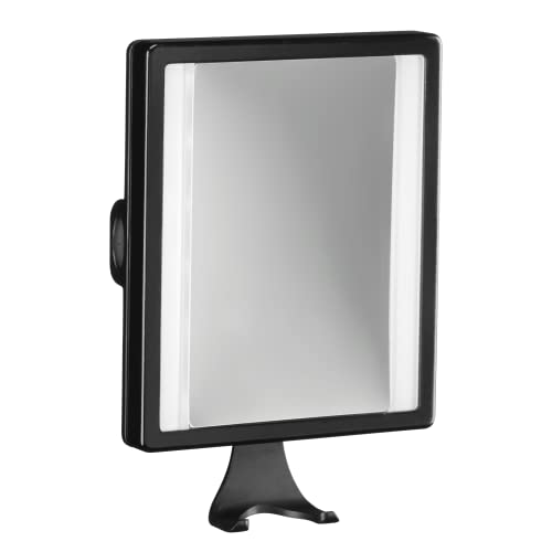 ConairMan Lighted Mirror, Fogless Mirror for Shower with 2X Magnification, Shower Mirror Fogless for Shaving, Battery Operated in Glossy Black