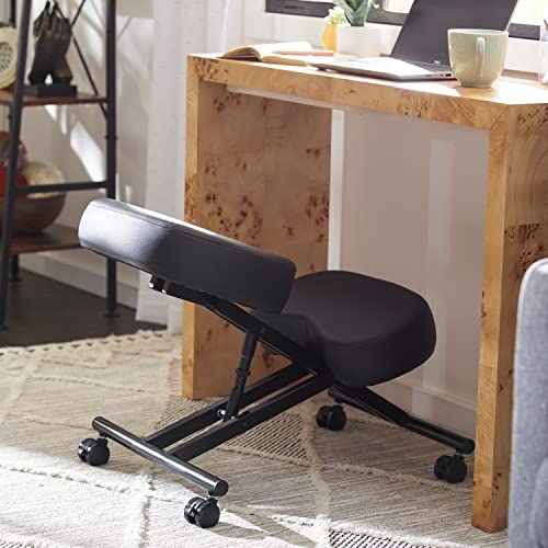 JOMEED Modern Height Adjustable Ergonomic Support Rolling Home Office Kneeling Desk Chair with 3 Inch Padded Angled Seat, Black