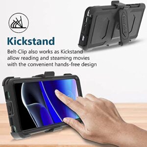 Covrware Aegis Series Case for Moto G Stylus 5G 2022 / XT2215, Full-Body Rugged Dual-Layer Shockproof Protective Swivel Belt-Clip Holster Cover with Built-in Screen Protector, Kickstand, Black