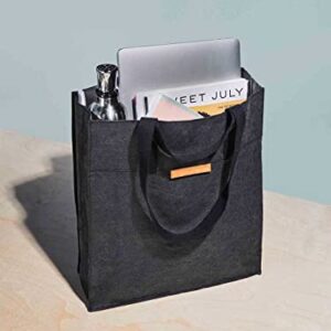 Out of the Woods City Tote – Vegan Tote Bag with dual Short and Long Handles – Supernatural Paper Reusable Shopper – Strong Washable Medium-Large Collapsible Bag, Ebony with Coordinating Black Handles