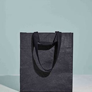 Out of the Woods City Tote – Vegan Tote Bag with dual Short and Long Handles – Supernatural Paper Reusable Shopper – Strong Washable Medium-Large Collapsible Bag, Ebony with Coordinating Black Handles