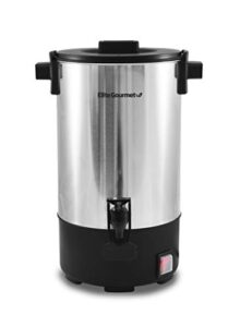 elite gourmet ccm-035# maxi-matic 30 cup stainless steel coffee urn removable filter for easy cleanup, two way dispenser with cool-touch handles electric coffee maker urn, stainless steel