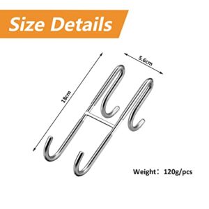 MOROBOR Shower Door Hooks,2pcs Extended Double Towel Hooks ,Over Door Hooks Heavy Duty Stainless Steel Bathroom Hanger for Bathroom Frameless Glass Shower Door