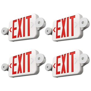 FREELICHT 10 Pack Exit Sign with Emergency Lights, Two LED Adjustable Head Emergency Exit Light with Battery Bundle 4 Pack Emergency Light, Emergency Lights for Business