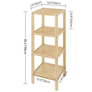 SMIBUY Bamboo Bathroom Over-The-Toilet Storage Shelf with 3-Tier Adjustable Shelves and 4-Tier Bamboo Rack Organizer Unit for Living Room Bedroom Kitchen (Natural)