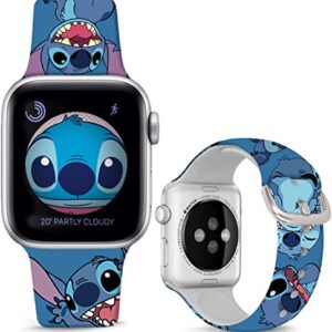 Sjiangqiao Compatible with Apple Watch Bands Stitch 41mm 40mm 38mm Cute Cartoon Band Lovely Style Replacement Strap Soft Silicone Chic Cartoon Design Pattern Sports Bands for iWatch Series SE/SE2 8 7 6 5 4 3 2 1 Men Women(Blue)