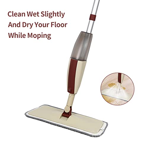 CQT Spray Mop Upgrade for Floor Cleaning - Floor Mop with a Refillable Spray Bottle and 3 Washable Pads, Flat Mop for Home Kitchen Hardwood Laminate Wood Ceramic Tiles Floor Cleaning