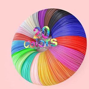 3d pen filament refills,20 colors,each color 16.4 feet,pcl filament 1.75mm for 3d pen printer,safe refills,gifts for kids(total 328 ft)