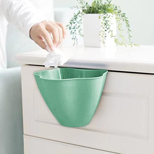 Cute Countertop Compost Bin Hanging Trash Can, Garbage Container for Kitchen/Bedroom/Office/Garage, Cabinet Counter Mounted for Easy Collection of Food Scraps (Dark Green)