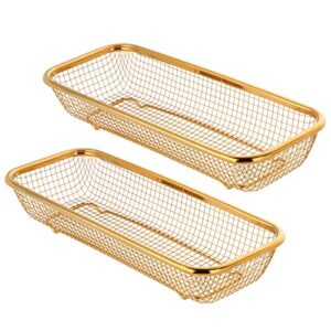 tupmfg kitchen drawer organizer, stainless steel storage basket for silverware,kitchen utensil,cutlery tray set of 2, gold