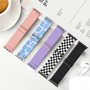 Cangroo 5 Pack Stretchy Nylon Bands Compatible with Apple Watch Band 38mm 40mm 41mm 42mm 44mm 45mm 49mm for Women Men, Elastic Solo Loop Braided Wristbands for iWatch SE Ultra Series 8 7 6 5 4 3 2 1