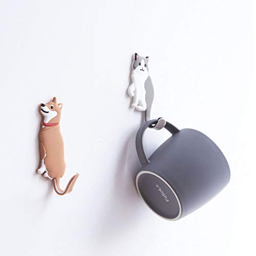 VICASKY 3pcs Coat Hooks Dog Shape Creative Wall Hook Self Adhesive Hooks Seamless Stick Removable Key Hook Home Storage Utility Hooks for Hanging Hats, Coats, Keys and Towels 5.51x1.57in