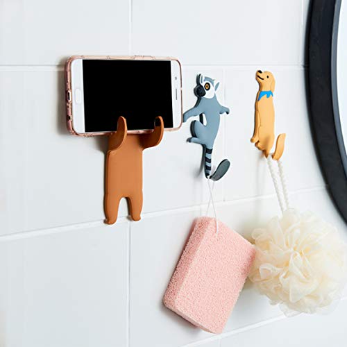 VICASKY 3pcs Coat Hooks Dog Shape Creative Wall Hook Self Adhesive Hooks Seamless Stick Removable Key Hook Home Storage Utility Hooks for Hanging Hats, Coats, Keys and Towels 5.51x1.57in