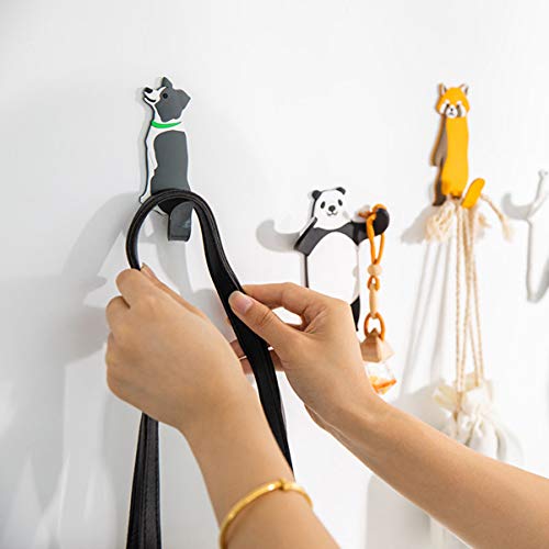 VICASKY 3pcs Coat Hooks Dog Shape Creative Wall Hook Self Adhesive Hooks Seamless Stick Removable Key Hook Home Storage Utility Hooks for Hanging Hats, Coats, Keys and Towels 5.51x1.57in