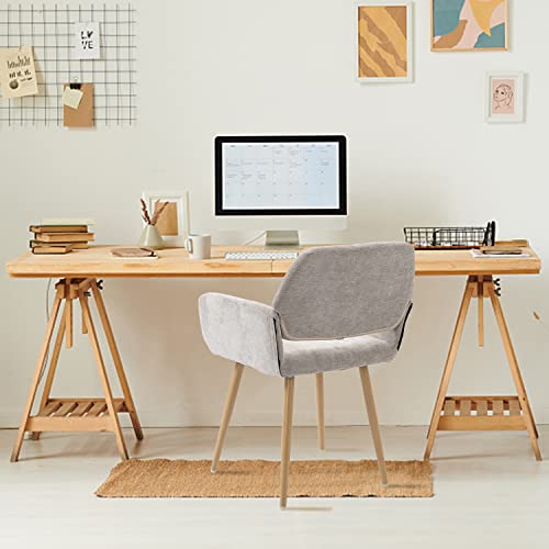 Velvet Vanity Chair Furry Desk Chair with Metal Legs Makeup Chair with Hollow Backrest Comfy Office Computer Chair Desk Chair no Wheels Arm Chair for Bedroom Living Room Accent Task Chair